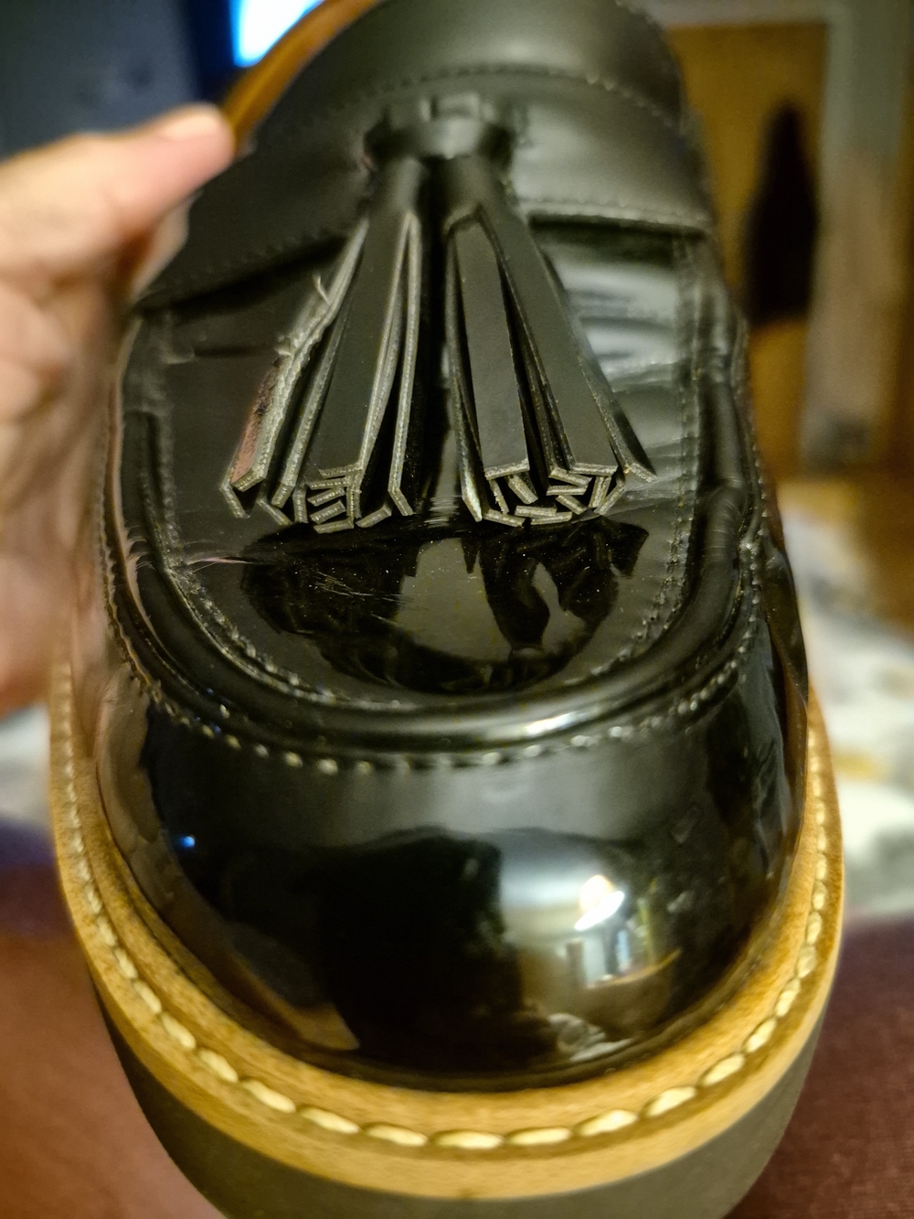 Franco Sarto Black Patent Tassel Loafers - Picture 3 of 9